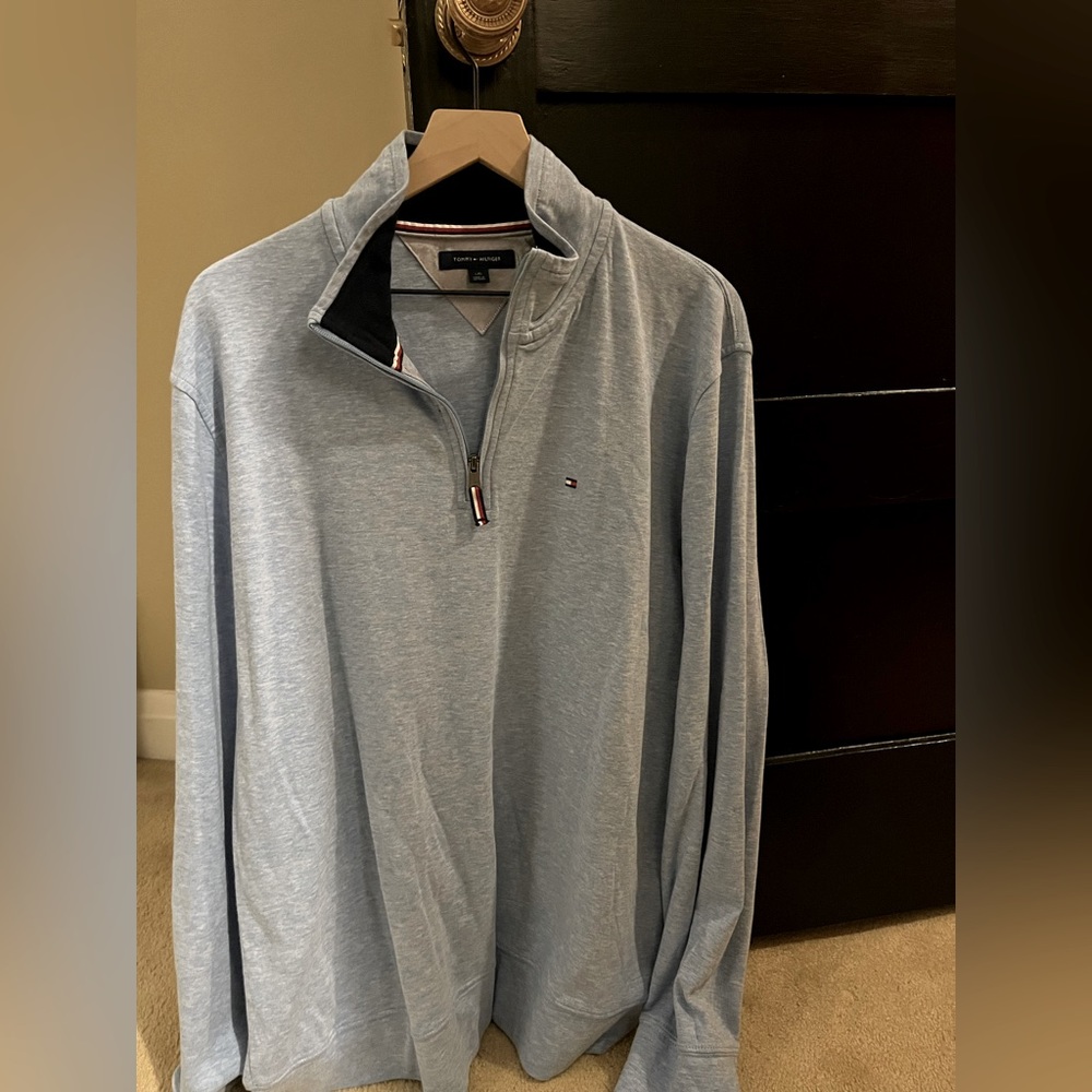 Tommy Hilfiger, blue quarter-zip, large, like new